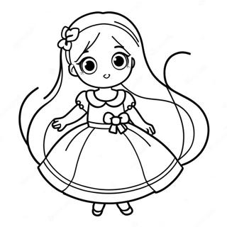 Cute Long Hair Anime Girl In A Dress Coloring Page 22822-18334