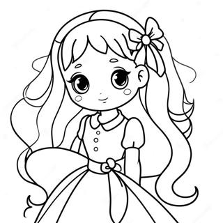 Cute Long Hair Anime Girl In A Dress Coloring Page 22822-18335