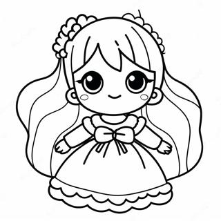 Cute Long Hair Anime Girl In A Dress Coloring Page 22822-18336