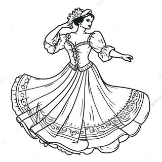 Spanish Dancer In Traditional Dress Coloring Page 22832-18345