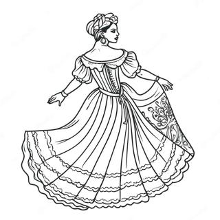 Spanish Dancer In Traditional Dress Coloring Page 22832-18347