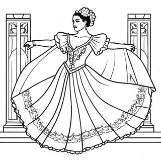 Spanish Dancer In Traditional Dress Coloring Page 22832-18348