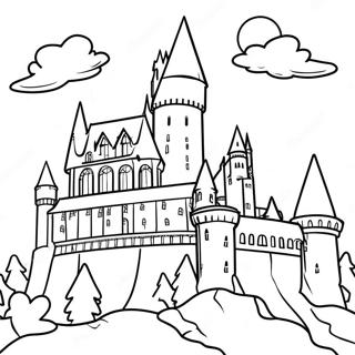 Festive Hogwarts Castle Coloring Page 22972-18457