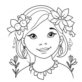 Cute Aunt With Flowers Coloring Page 23042-18512