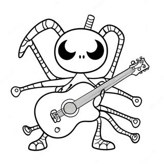 Cool Spider Punk With Guitar Coloring Page 23052-18521