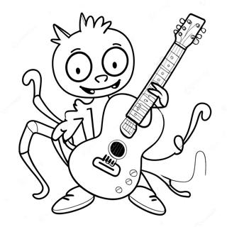 Cool Spider Punk With Guitar Coloring Page 23052-18522