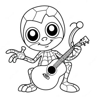 Cool Spider Punk With Guitar Coloring Page 23052-18523