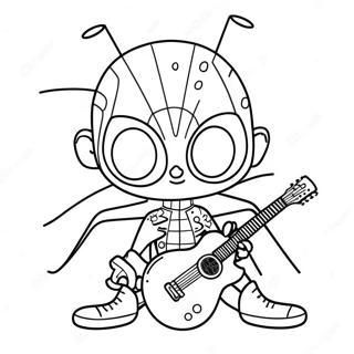 Cool Spider Punk With Guitar Coloring Page 23052-18524