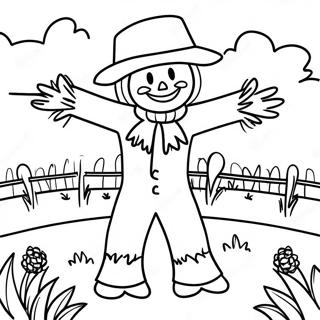 Friendly Scarecrow In A Field Coloring Page 2312-1901