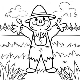 Friendly Scarecrow In A Field Coloring Page 2312-1902