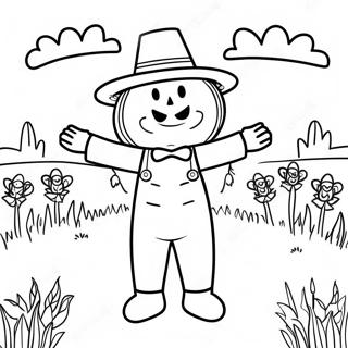 Friendly Scarecrow In A Field Coloring Page 2312-1904