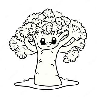 Happy Broccoli Character Coloring Page 23132-18585