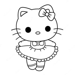 Hello Kitty Ballerina Outline Coloring Pages