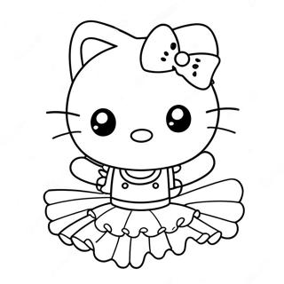 Cute Hello Kitty In Tutu Coloring Page 23172-18617