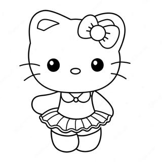 Cute Hello Kitty In Tutu Coloring Page 23172-18619