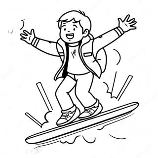 Marty Mcfly Riding Hoverboard Coloring Page 23182-18628