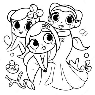 Ariel And Her Colorful Sisters Coloring Page 23192-18634