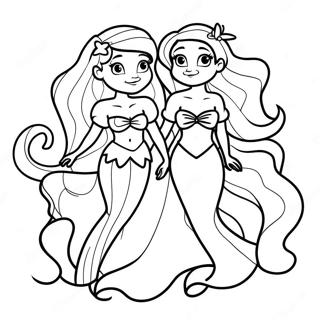 Ariel And Her Colorful Sisters Coloring Page 23192-18636