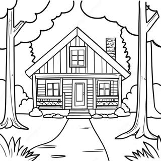 Log Cabin In The Woods Coloring Page 23201-18638