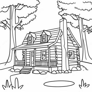 Log Cabin In The Woods Coloring Page 23201-18640