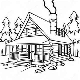 Cozy Log Cabin With Smoke From Chimney Coloring Page 23202-18642