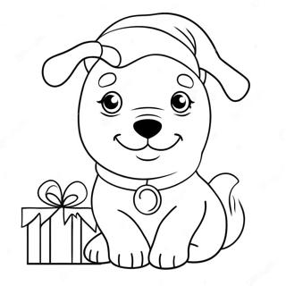 Adorable Christmas Puppy With Santa Hat Coloring Page 23242-18669