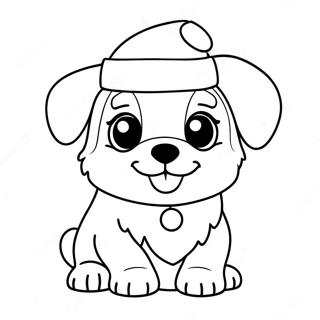 Adorable Christmas Puppy With Santa Hat Coloring Page 23242-18670