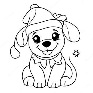 Adorable Christmas Puppy With Santa Hat Coloring Page 23242-18671