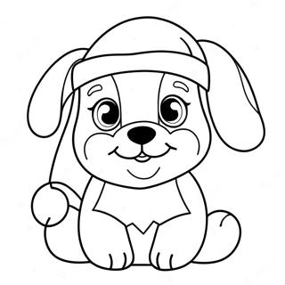 Adorable Christmas Puppy With Santa Hat Coloring Page 23242-18672