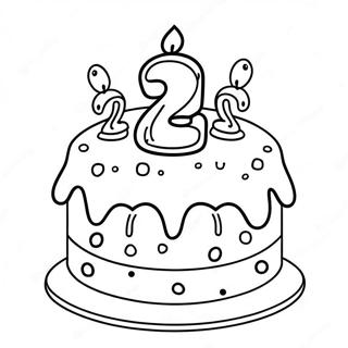 Cute 2nd Birthday Cake Coloring Page 23252-18682