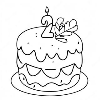 Cute 2nd Birthday Cake Coloring Page 23252-18684