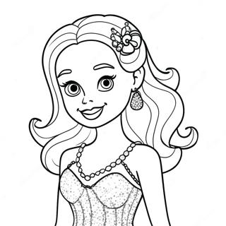 Bibble Barbie In Sparkly Dress Coloring Page 23282-18708