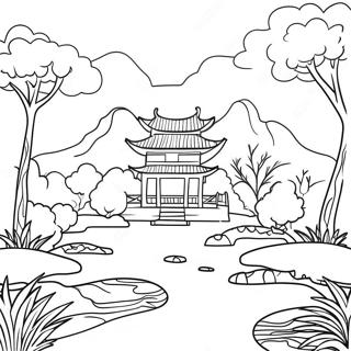 Elegant Chinoiserie Landscape Coloring Page 23312-18727