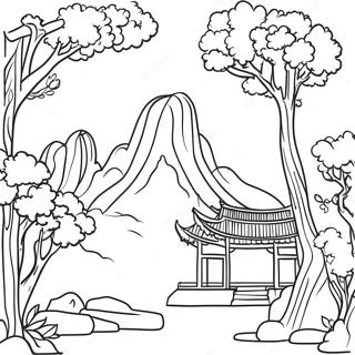 Elegant Chinoiserie Landscape Coloring Page 23312-18728