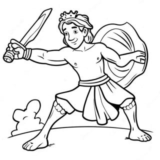 Brave King David Slaying Goliath Coloring Page 23412-18805