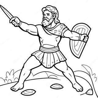 Brave King David Slaying Goliath Coloring Page 23412-18806