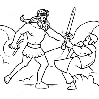 Brave King David Slaying Goliath Coloring Page 23412-18807