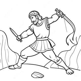 Brave King David Slaying Goliath Coloring Page 23412-18808