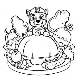 Paw Patrol Thanksgiving Feast Coloring Page 23431-18827