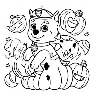 Paw Patrol Characters With Pumpkins Coloring Page 23432-18823