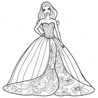 Barbie In A Sparkly Evening Dress Coloring Page 23442-18836