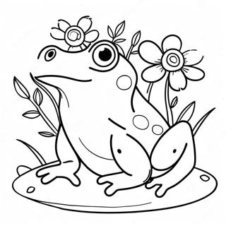 Frog With Flowers Coloring Page 23462-18847