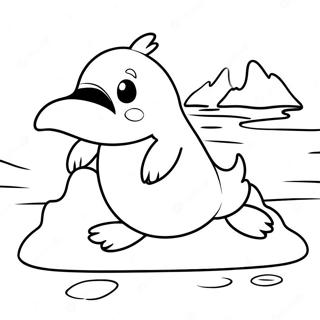 Playful Penguin Sliding On Ice Coloring Page 23472-18859