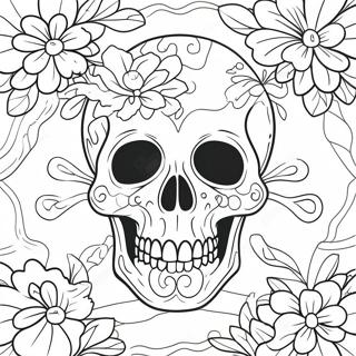 Creepy Skull With Flowers Coloring Page 23482-18865