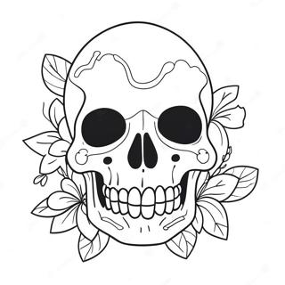 Creepy Skull With Flowers Coloring Page 23482-18867