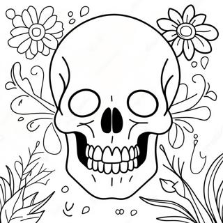 Creepy Skull With Flowers Coloring Page 23482-18868