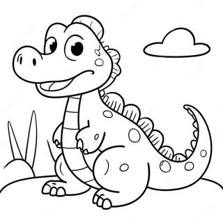 Cute Cartoon Crocodile Coloring Page 23492-18875