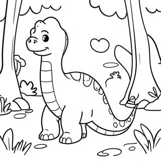 Cute Brontosaurus In A Forest Coloring Page 23512-18890