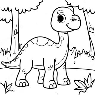 Cute Brontosaurus In A Forest Coloring Page 23512-18892