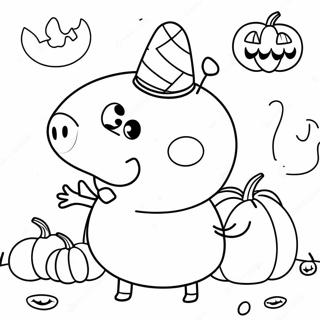 Spooky Peppa Pig With Pumpkin Coloring Page 23522-18897